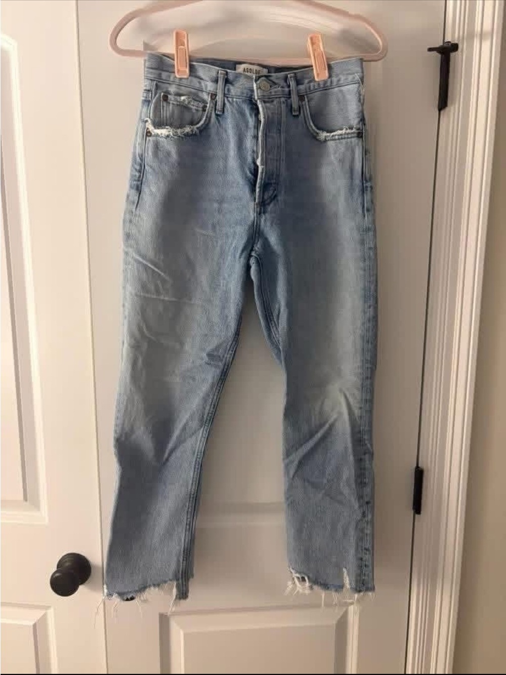 Agolde Light Blue High-Rise Straight Jeans